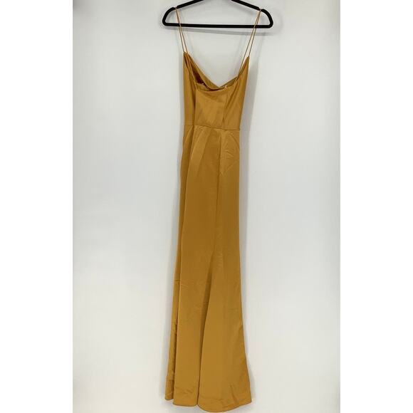 NEW! Dessy Collection Size 14 Charmeuse Slip Dress NYC Yellow $231 msrp I21-12 - Picture 4 of 10